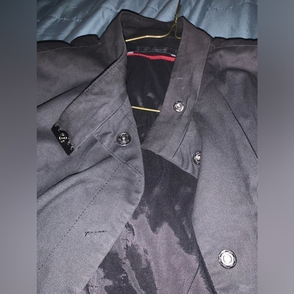 EUC Elie Tahari trench coat Large, snap closures with mandarin collar 99% cotton - Picture 6 of 8